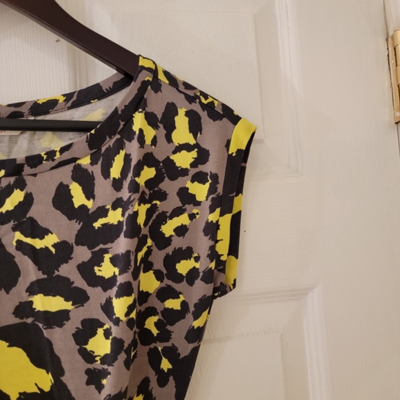 Diane Von Furstenberg Silk Dress Size 2 Grey Black Yellow Animal Print Vintage - Picture 4 of 9